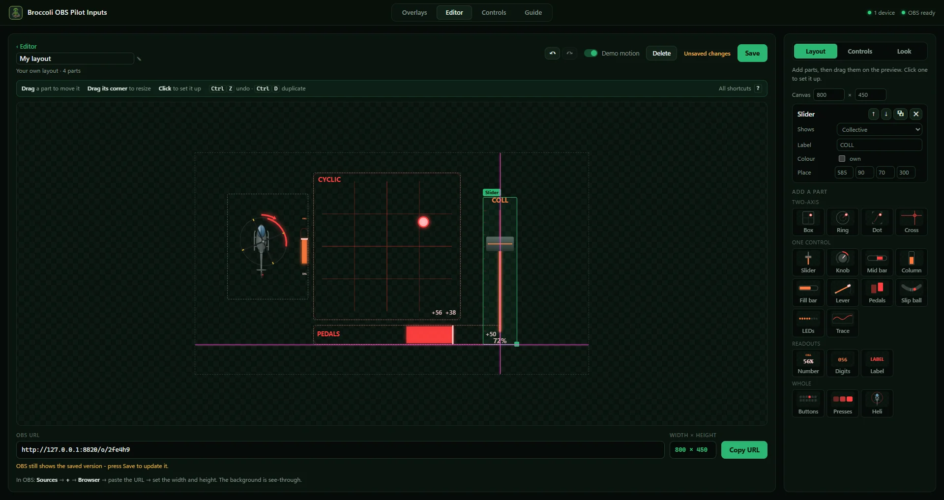The Editor, a part snapping into line with a guide